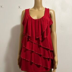 Elegant Red Layered Women's Top